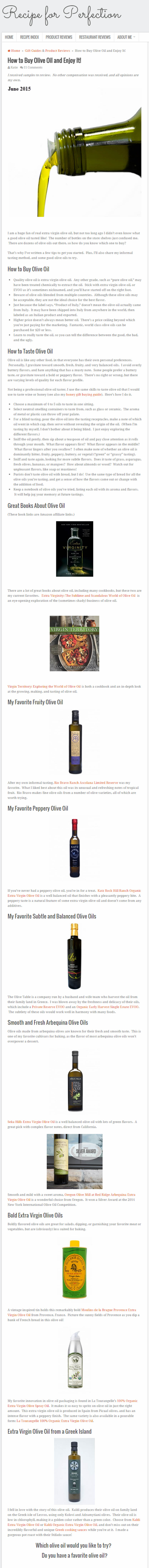 Buying Olive Oil - Recipe for Perfection - June 2015